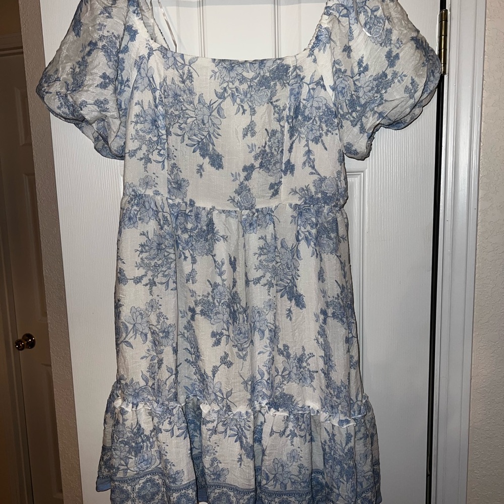 Blu Pepper Blue and White Floral Dress